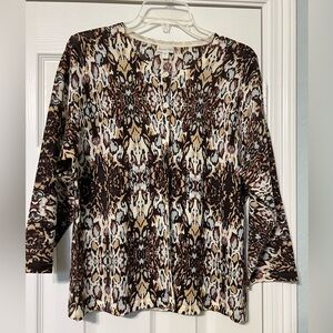 Garnet Hill Multicolor Animal Print Sweater ! Perfect !